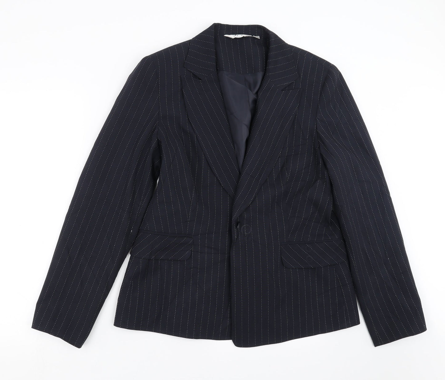 YFN Collection Womens Blue Striped  Jacket Suit Jacket Size 16