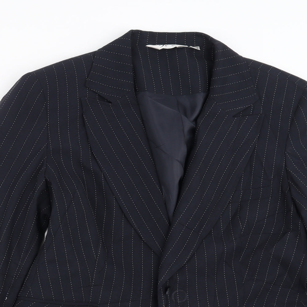 YFN Collection Womens Blue Striped  Jacket Suit Jacket Size 16