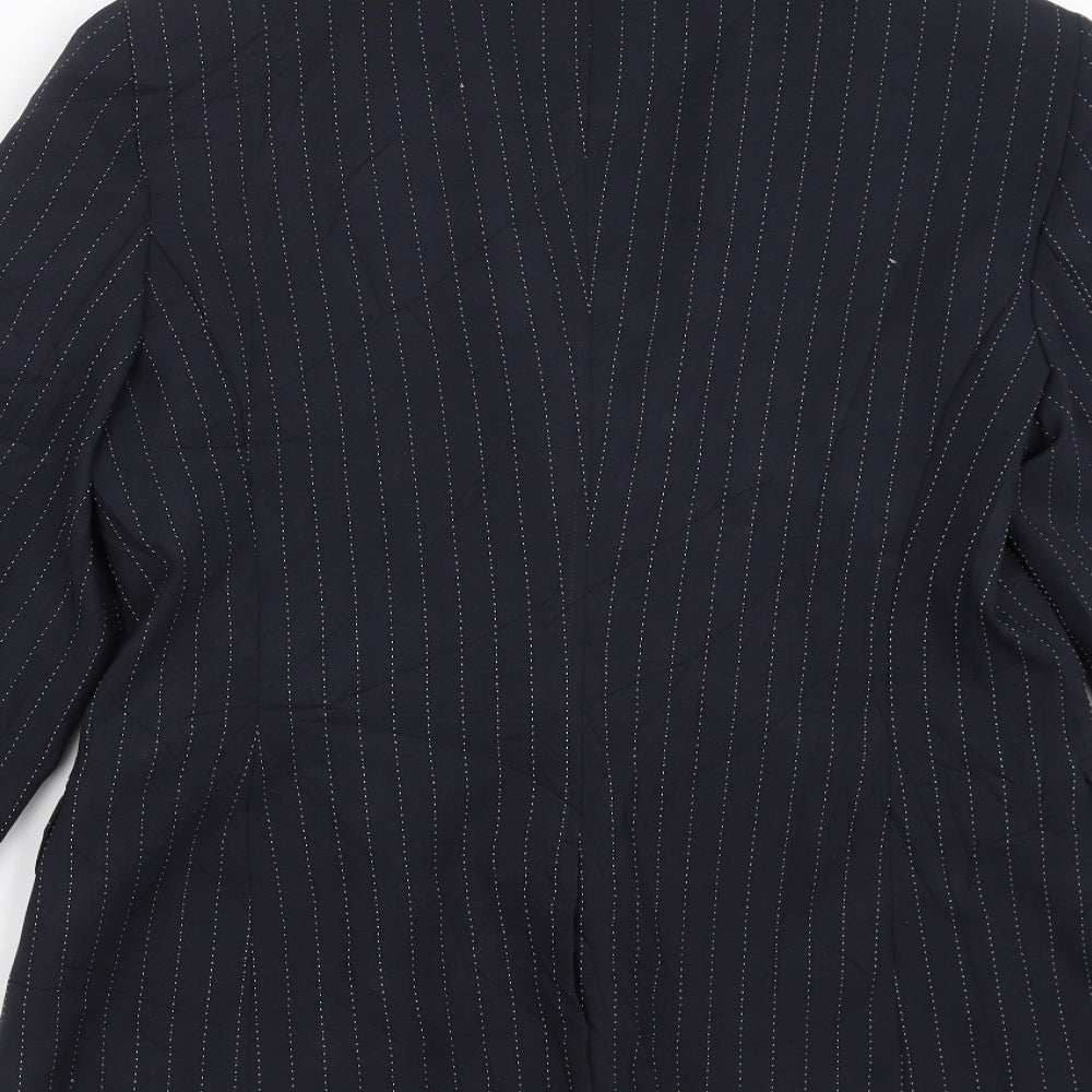 YFN Collection Womens Blue Striped  Jacket Suit Jacket Size 16