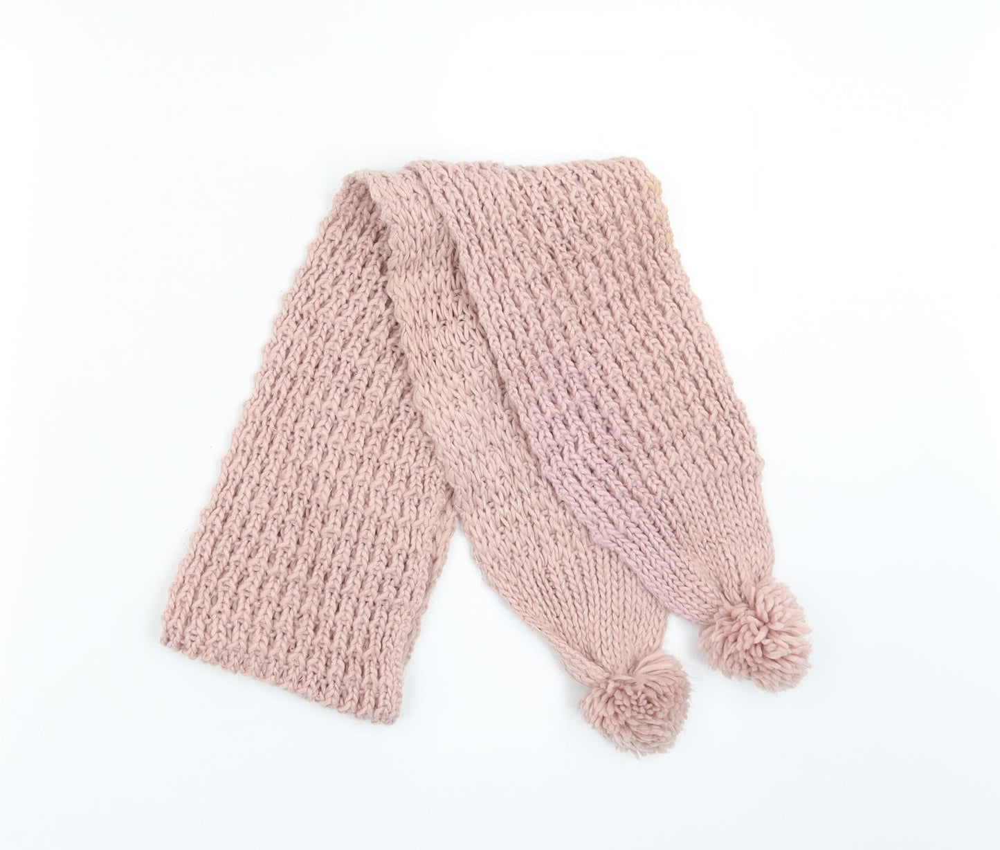 Preworn Womens Pink  Knit  Scarf   - pom pom detail