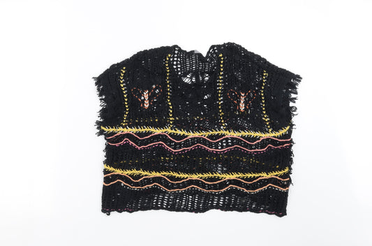 NEXT Girls Black  Knit Pullover Jumper Size 7 Years