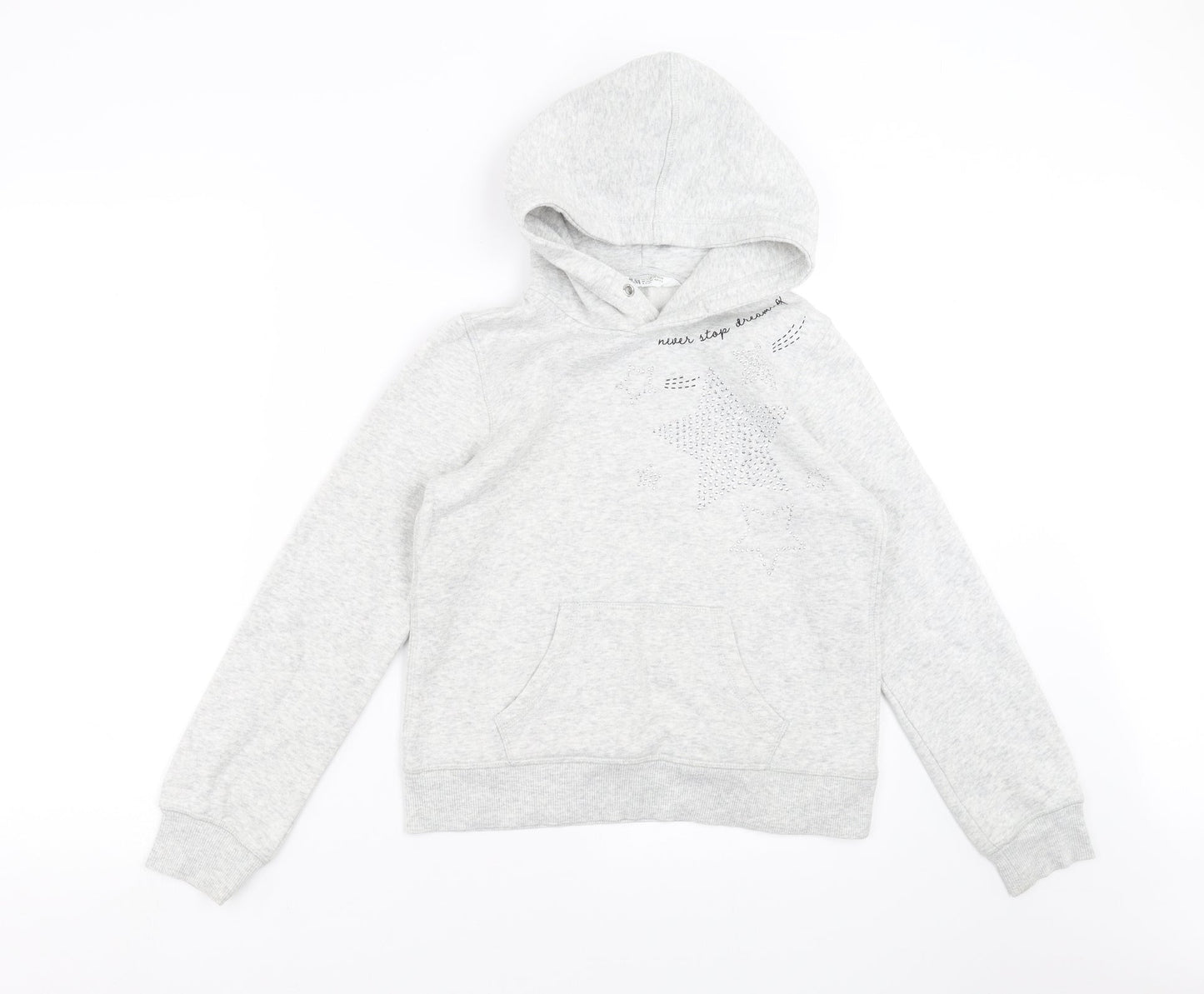 H&M Girls Grey   Pullover Hoodie Size 11-12 Years  - stars