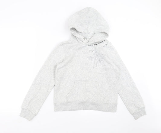 H&M Girls Grey   Pullover Hoodie Size 11-12 Years  - stars