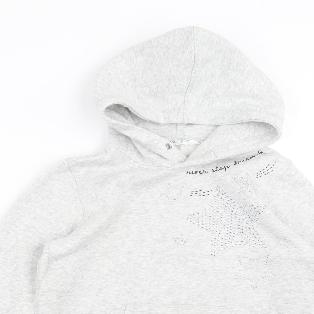 H&M Girls Grey   Pullover Hoodie Size 11-12 Years  - stars