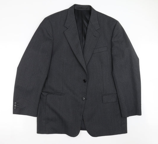 Wellington Mens Grey Herringbone  Jacket Suit Jacket Size 46