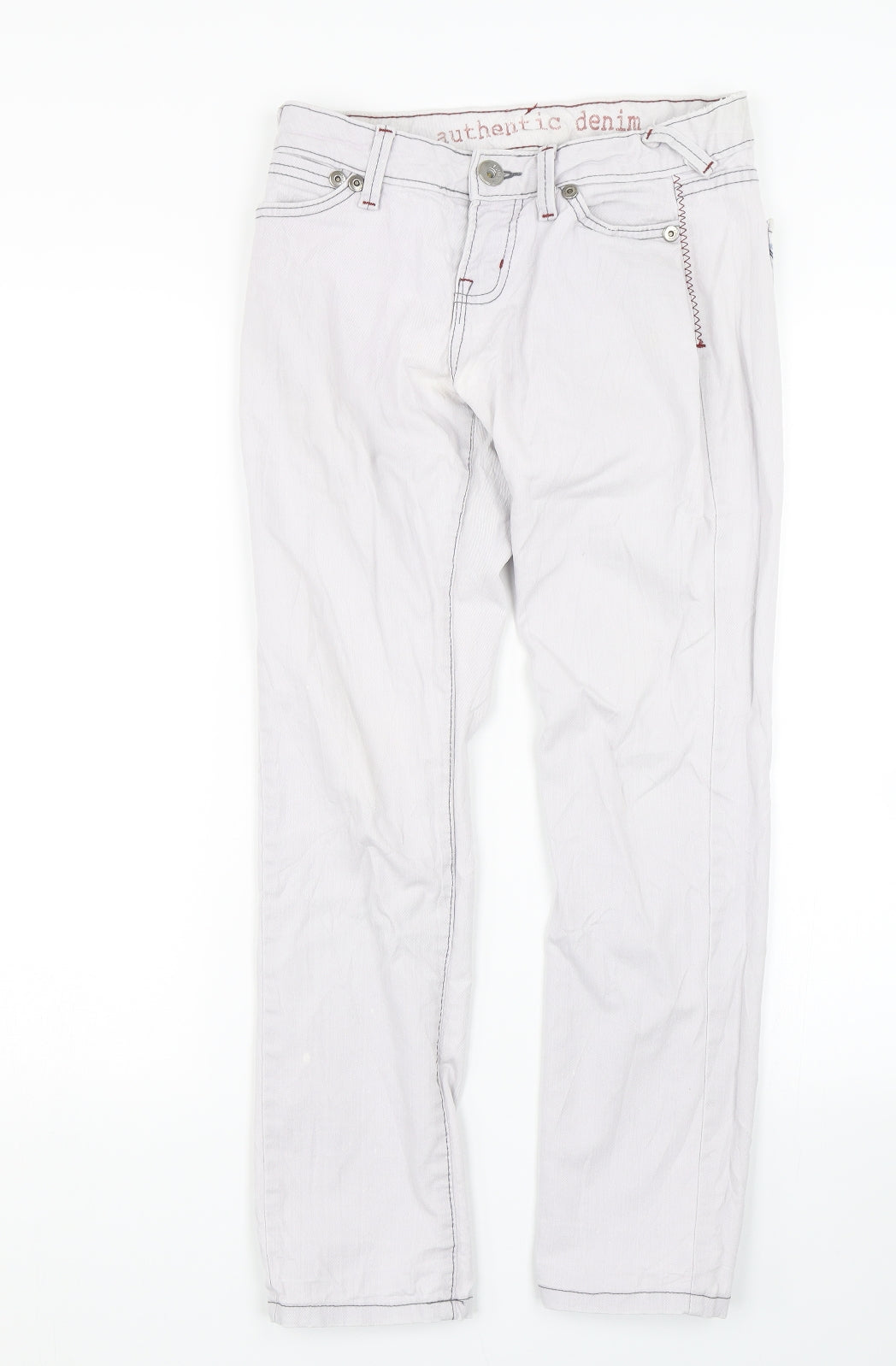 Authentic Denim Womens White  Denim Straight Jeans Size S L26 in
