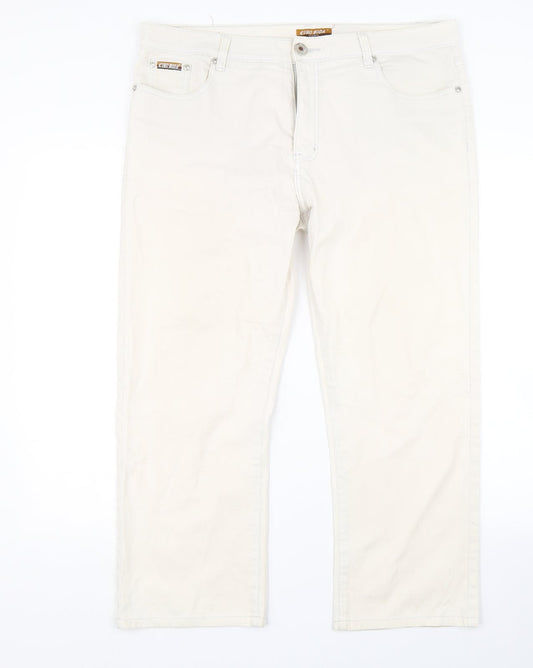 Euro Moda Womens Beige  Denim Straight Jeans Size 10 L23 in
