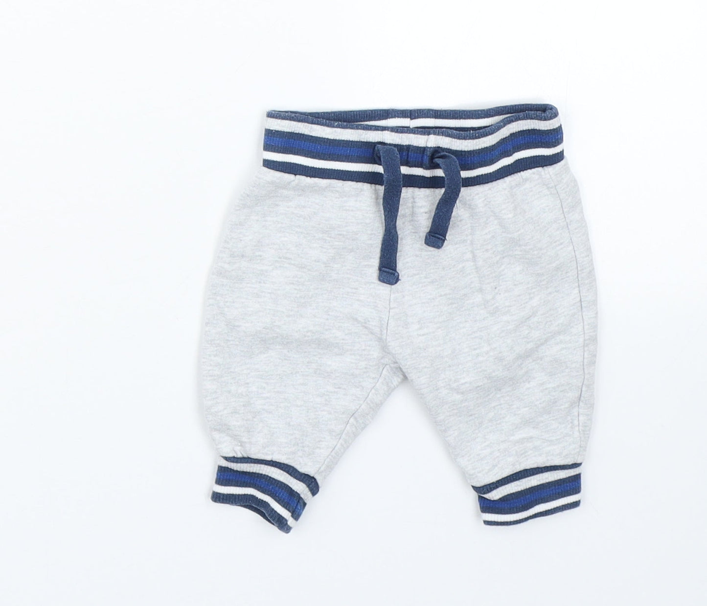 Mothercare Boys Grey Striped  Sweatpants Trousers Size 0-3 Months  - 0-1 Months