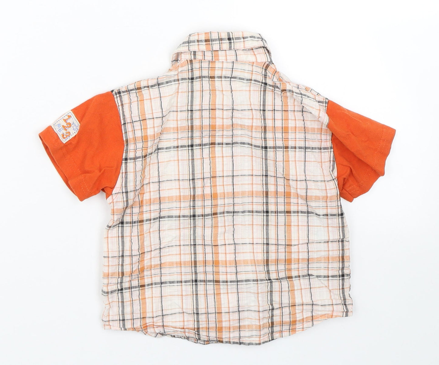 Twinnies Baby Orange Check  Basic Button-Up Size 12-18 Months  - Safari Animals
