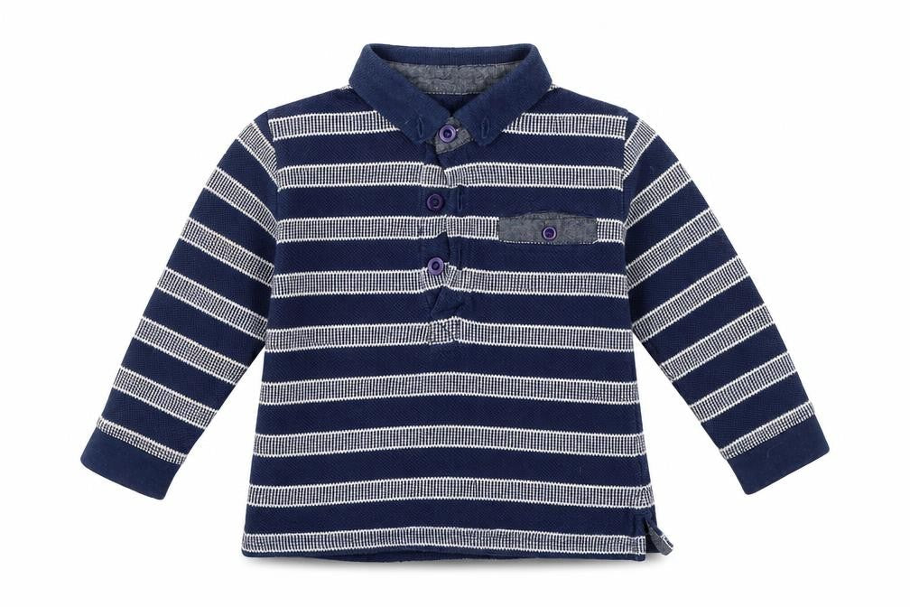 Matalan  Black Striped  Basic Polo Size 12 Months