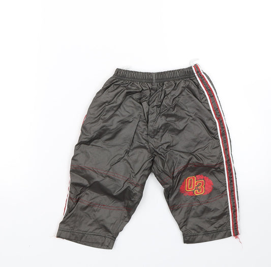 Preworn Baby Brown Striped  Rain Trousers Trousers Size 9-12 Months