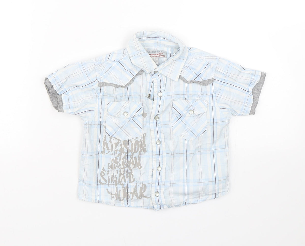 Rebel Boys Blue Check  Basic Button-Up Size 2-3 Years