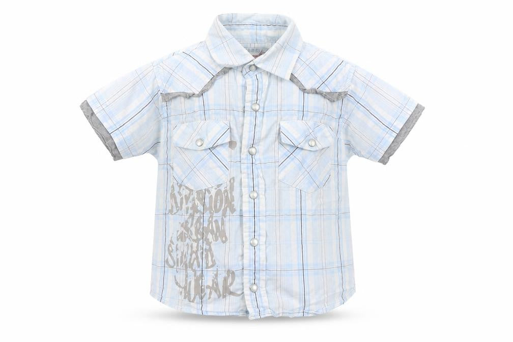 Rebel Boys Blue Check  Basic Button-Up Size 2-3 Years