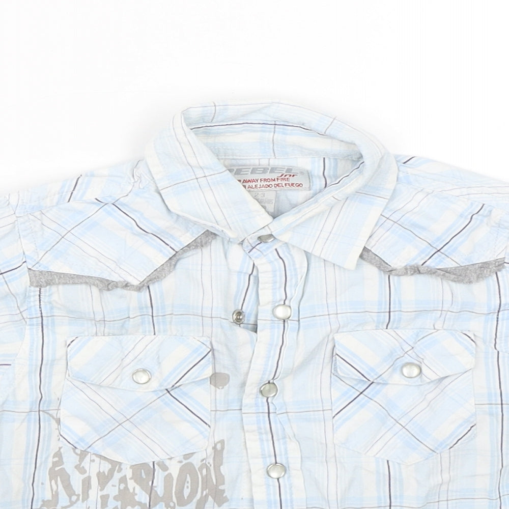 Rebel Boys Blue Check  Basic Button-Up Size 2-3 Years