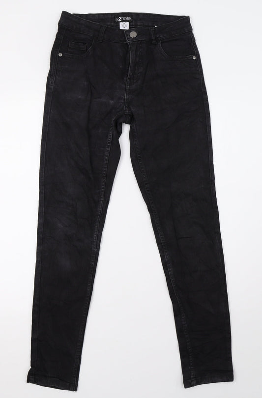up2 fashion Womens Black  Denim Skinny Jeans Size 10 L32 in