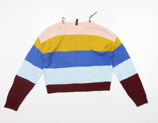 Divided Womens Multicoloured Striped  Pullover Jumper Size S