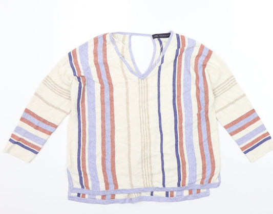 Marks and Spencer Womens Beige Striped  Pullover Jumper Size 14