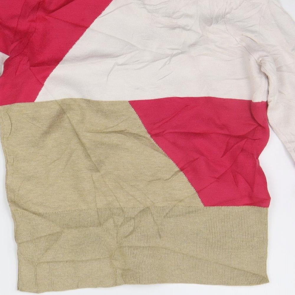 Marks and Spencer Womens White Geometric  Pullover Jumper Size 10