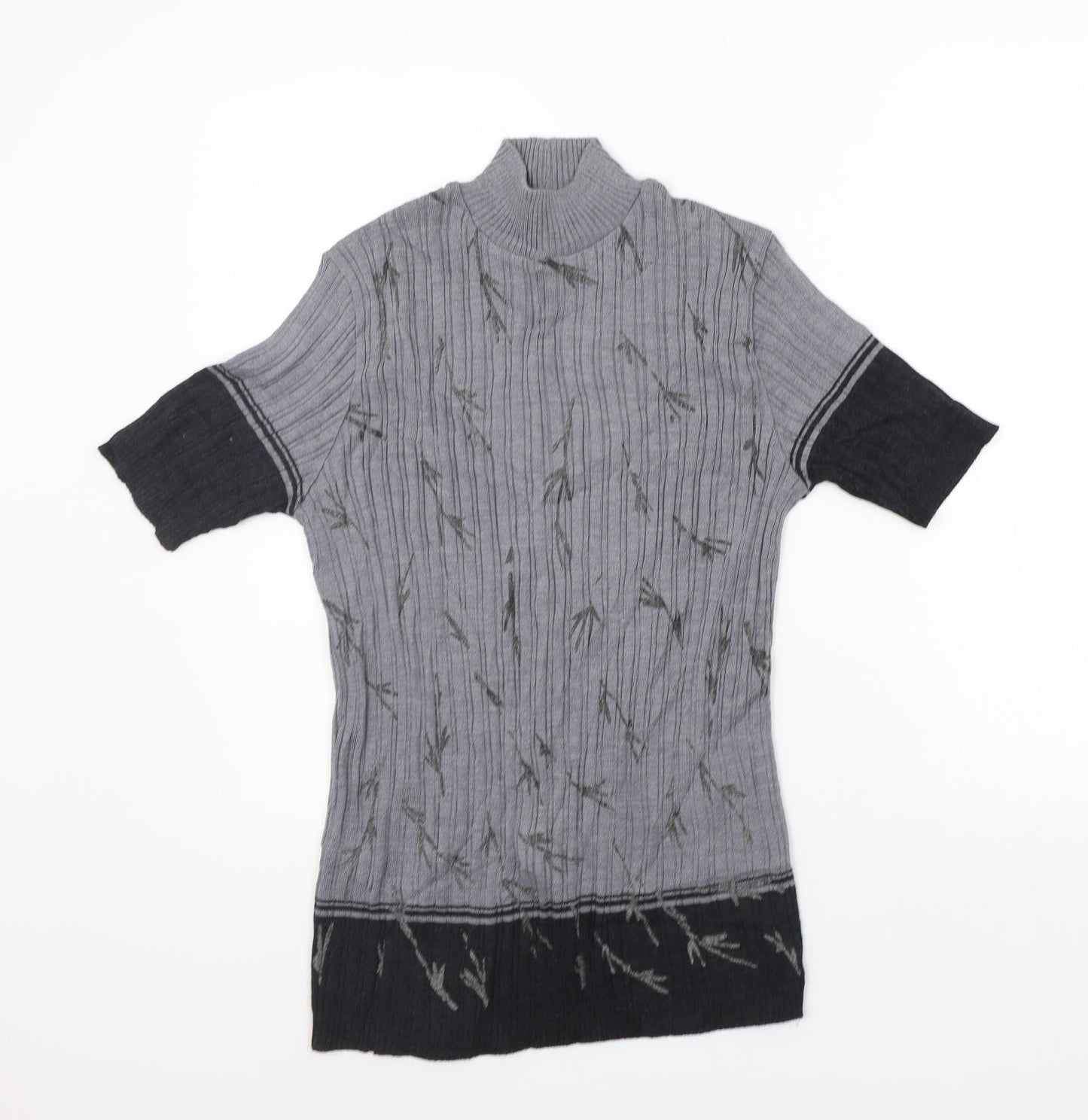 nina varese Womens Grey Geometric  Basic T-Shirt Size M