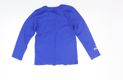 Back view of Primark girls’ blue houndstooth basic polo, size 6-7, years - details on chest