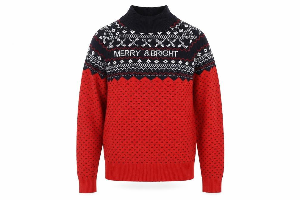 Avenue Mens Red Geometric  Pullover Jumper Size S