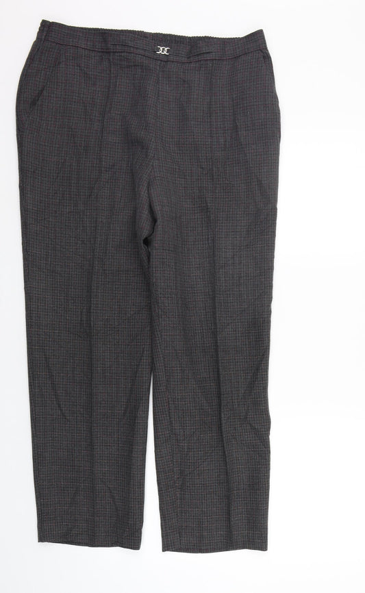 Marks and Spencer Womens Grey Check  Trousers  Size 16 L26 in - Elastic Waist Band