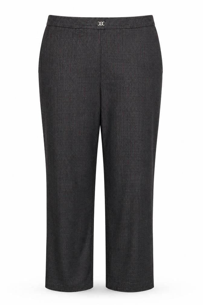 Marks & Spencer Womens Grey Check  Trousers  Size 16 L26 in - Elastic Waist Band