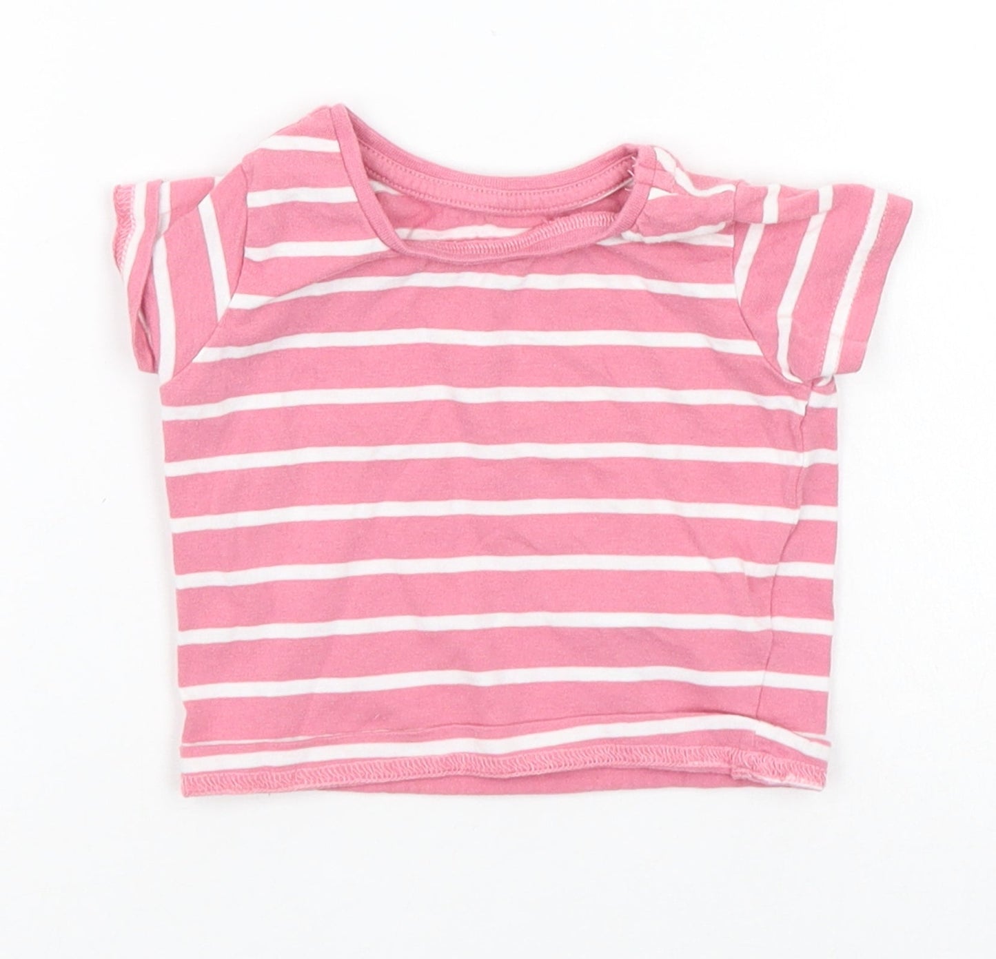 deniem co Girls Pink Striped  Basic T-Shirt Size 3-6 Months