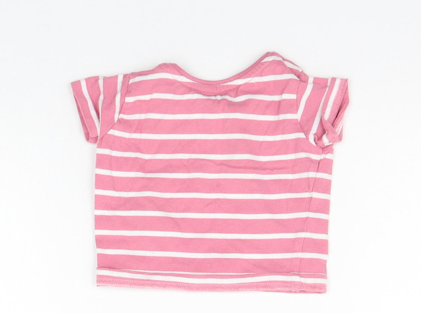 deniem co Girls Pink Striped  Basic T-Shirt Size 3-6 Months