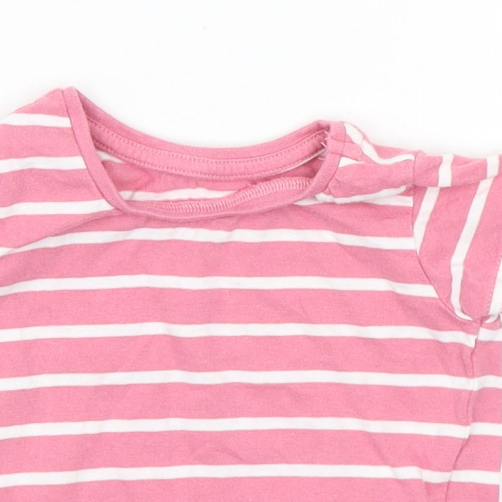 deniem co Girls Pink Striped  Basic T-Shirt Size 3-6 Months