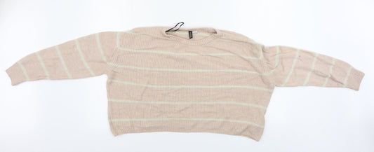 H&M  Womens Pink Striped  Pullover Jumper Size L