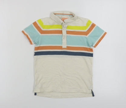 Tu Boys Beige Striped  Basic Polo Size 5-6 Years