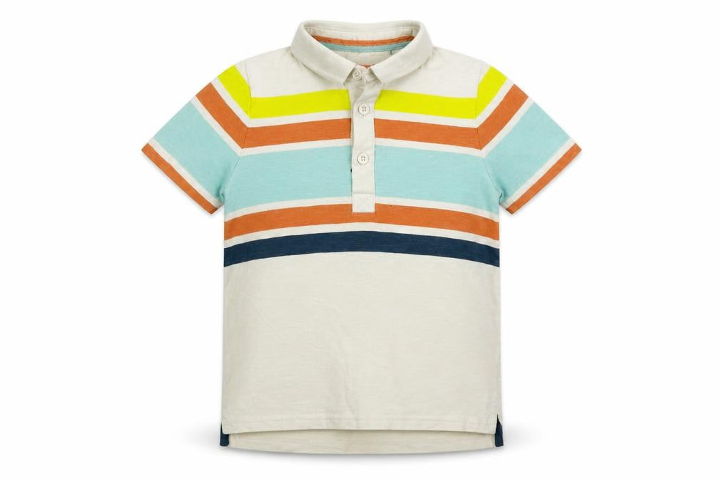 TU Boys Beige Striped  Basic Polo Size 5-6 Years