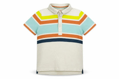 Tu Boys Beige Striped  Basic Polo Size 5-6 Years