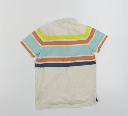 Tu Boys Beige Striped  Basic Polo Size 5-6 Years