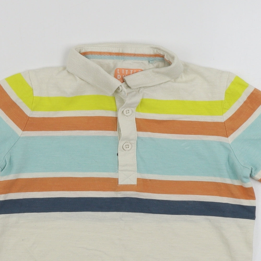 TU Boys Beige Striped  Basic Polo Size 5-6 Years