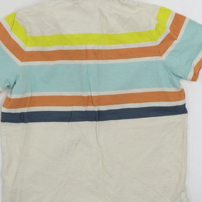 Tu Boys Beige Striped  Basic Polo Size 5-6 Years