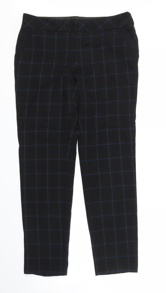 NEXT Womens Black Check  Carrot Trousers Size 10 L27 in
