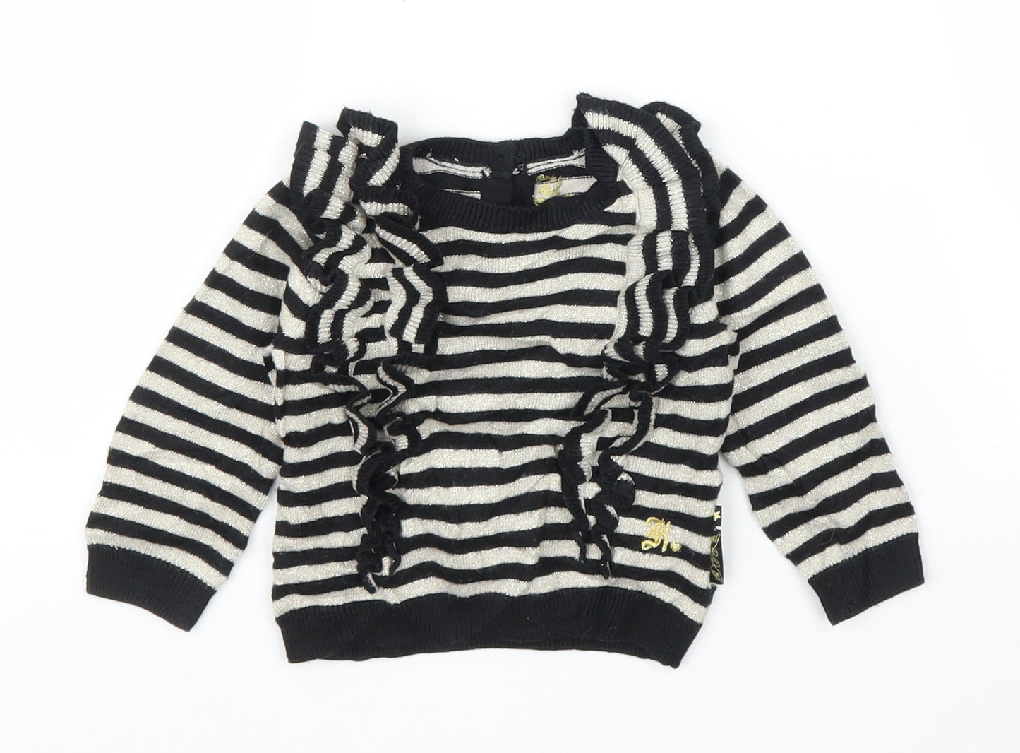 Baby K Girls Black Striped  Cardigan Jumper Size 6-9 Months