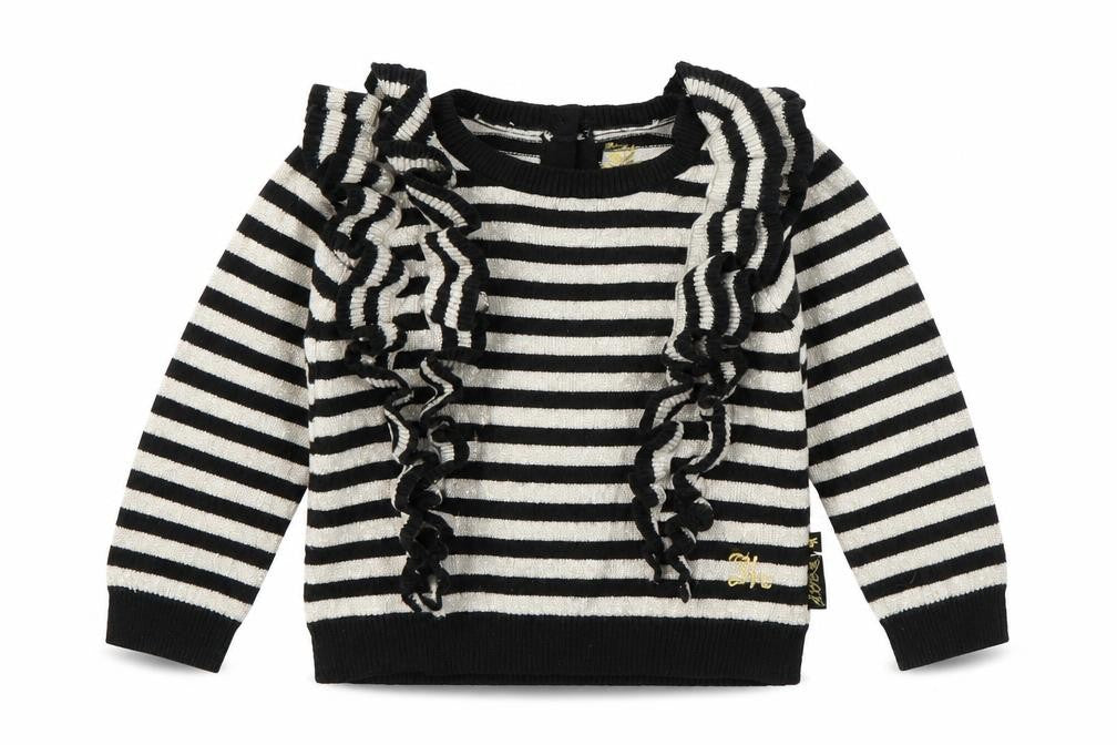 Baby K Girls Black Striped  Cardigan Jumper Size 6-9 Months