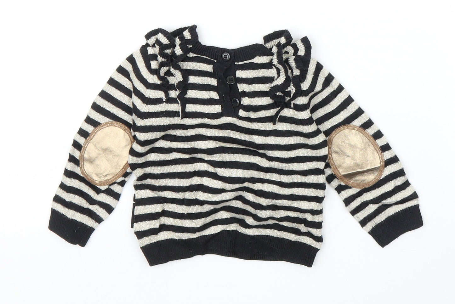 Baby K Girls Black Striped  Cardigan Jumper Size 6-9 Months