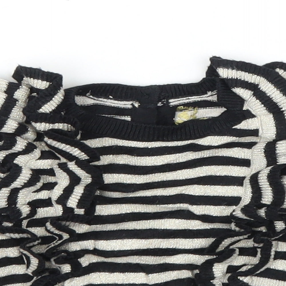 Baby K Girls Black Striped  Cardigan Jumper Size 6-9 Months