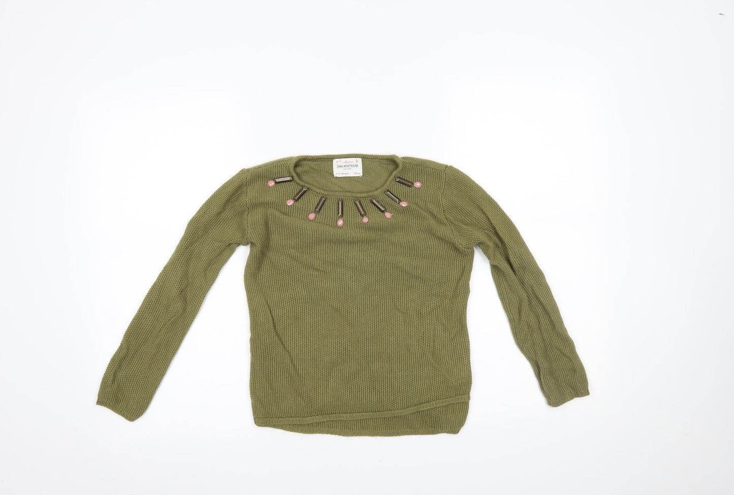 Zara Girls Green   Pullover Jumper Size 9-10 Years