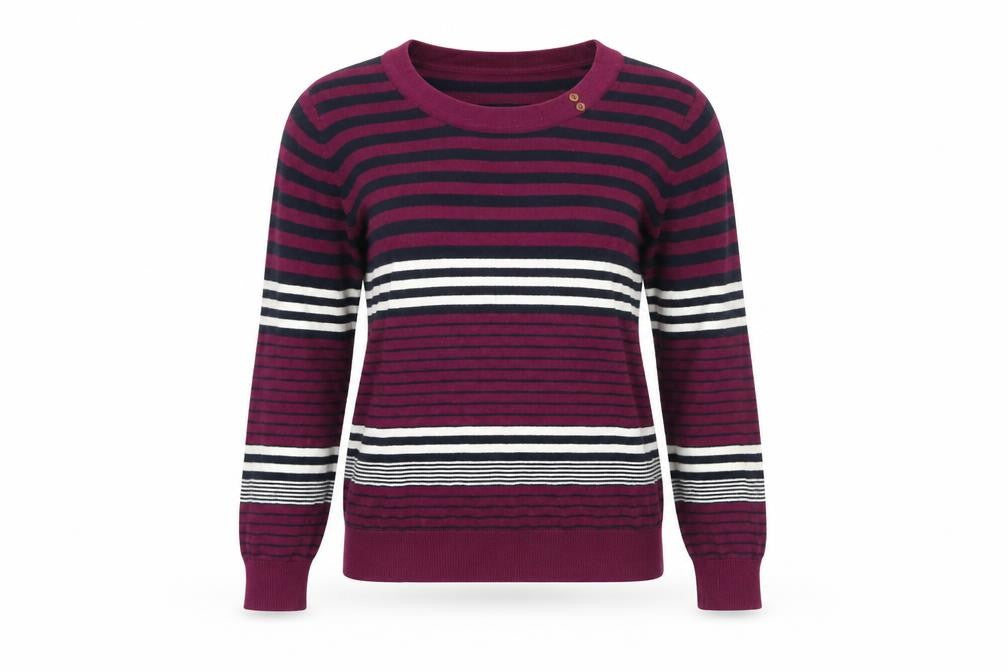 EWM Womens Purple Striped  Pullover Jumper Size M