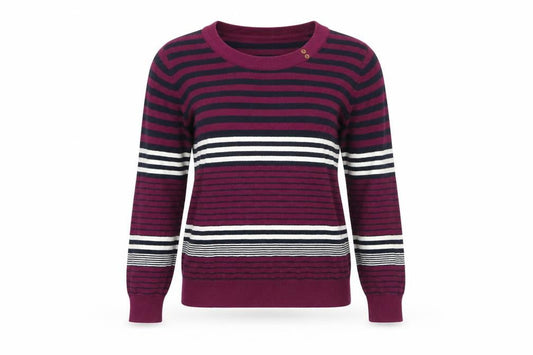 EWM Womens Purple Striped  Pullover Jumper Size M