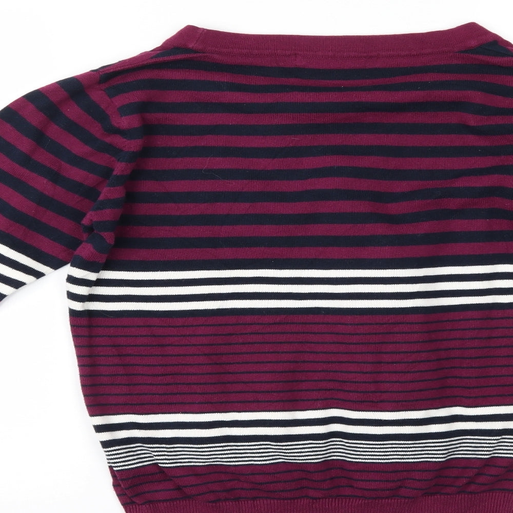 EWM Womens Purple Striped  Pullover Jumper Size M