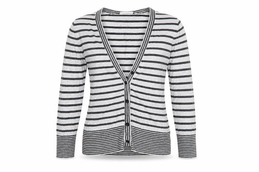 New Look Womens Grey Striped  Cardigan Jumper Size 10