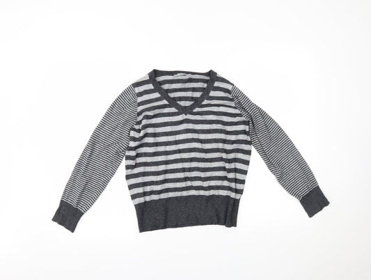 Marks and Spencer Womens Grey Striped  Pullover Jumper Size 14