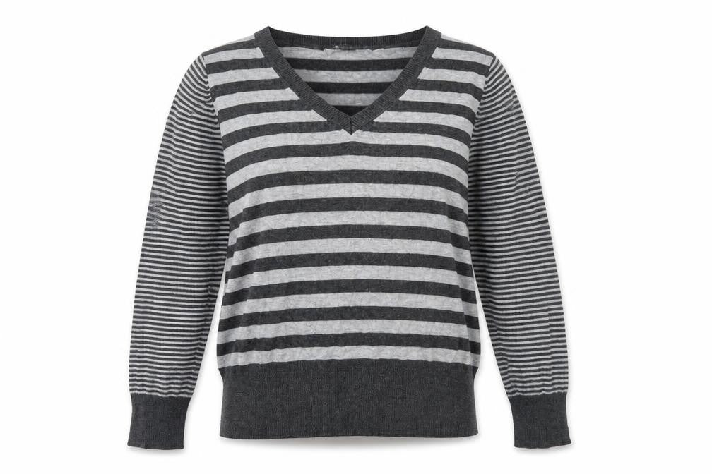 Marks & Spencer Womens Grey Striped  Pullover Jumper Size 14
