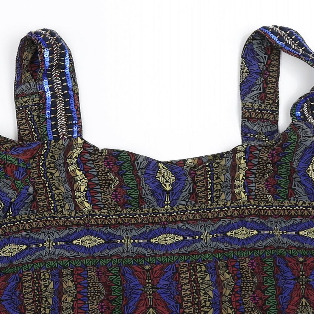NEXT Womens Black Geometric  Basic Blouse Size 12